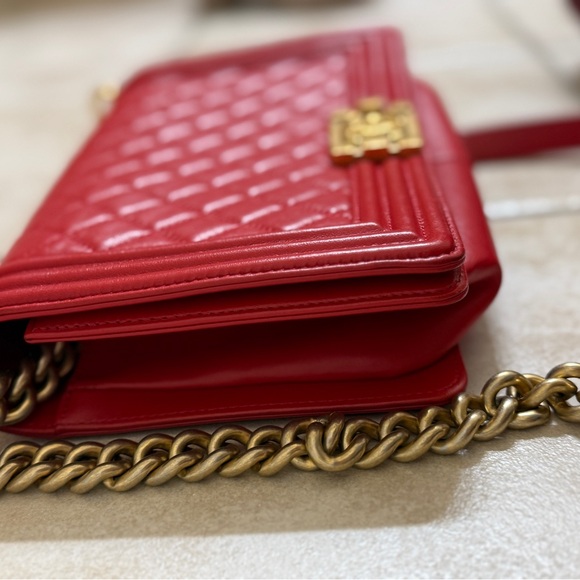 Chanel Red Boy Bag Quilted Lambskin Bag - Picture 10 of 13